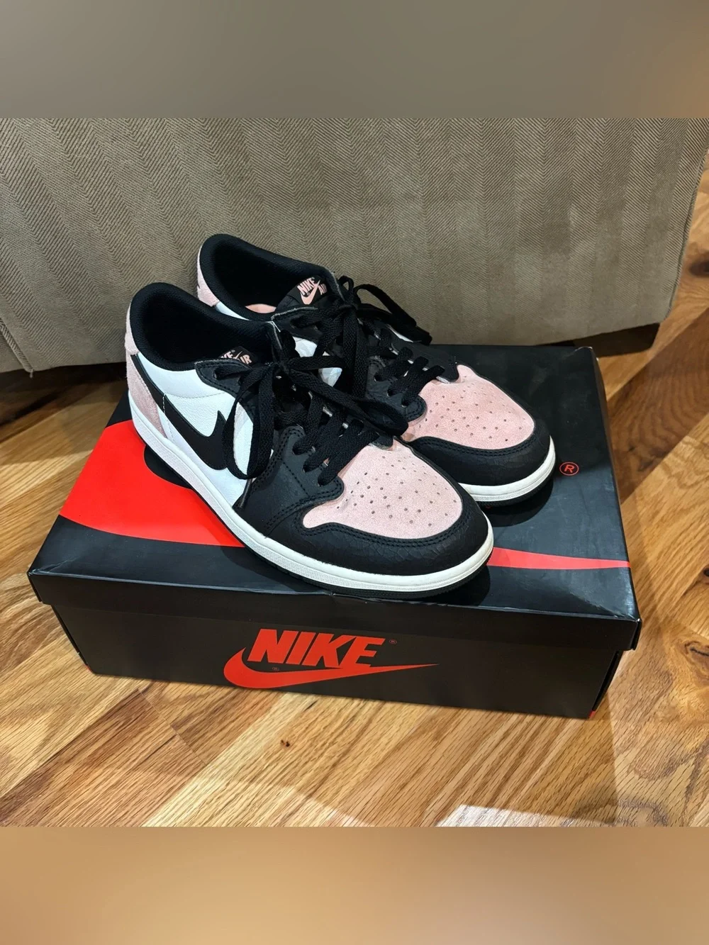 Size 10 - Jordan 1 Low OG Bleached Coral CZ0790 061 Black White With Box